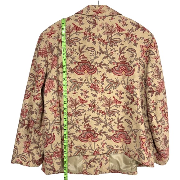 Talbots Vintage Blazer Jacket, Size 22W Petite, Brocade Floral Bird Silk Cotton - Picture 11 of 14